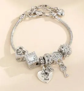 Silver 6 Charm Bracelet Fashion Accessory