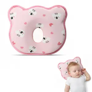 Soft and Breathable Baby Pillow with Memory Foam and Bear Design,Portable Travel Infant Pillow for Portable Neck Support for Baby Sleeping