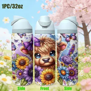 32oz Insulated Water Bottle with Straw Lid | Stainless Steel Travel Tumbler | Leak-Proof Reusable Cup 32oz Double Wall Vacuum Insulated Bottle | BPA-Free Stainless Steel Tumbler for Sports & Travel