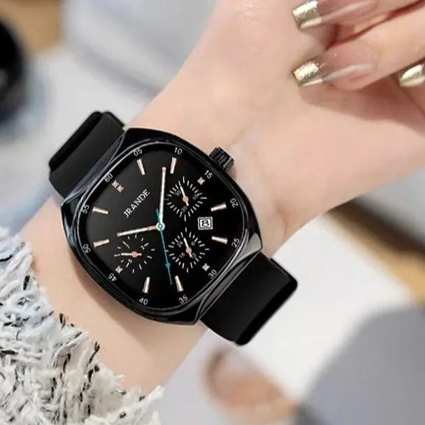 Unisex Waterproof Luminous Casual Trendy Watch with Adjustable Red Black Brown Strap, Ins Style Fashion High-Value Wristwatch, Stylish Everyday Wear Gift for Men Women, Valentine's & Holiday Season