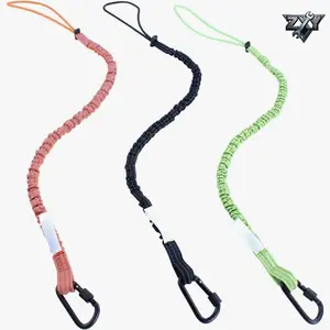 3 Pack Heavy Duty Retractable Tool Lanyard - Safety Fall Protection Leash with Aluminum Screw Lock Carabiner Clip & Adjustable Loop End, Durable Scaffold Tether for Construction Roofing Work (Black+Orange+Green)