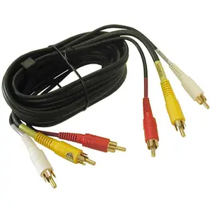 212 MAIN 50 ft Shielded RG59 Video Cable with 3-Male RCA Composite Connectors, Gold Contacts, High Performance Signal Protection, Compatible with DVD & Stereo Devices
