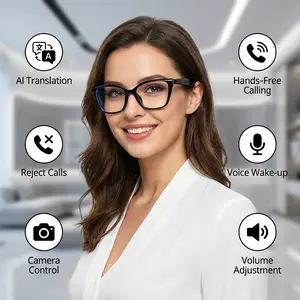 Senbono Wearable Smart Glasses with Bluetooth-compatible Compatible Headphones, Durable Electronic Audio Eyewear for Music and Calls