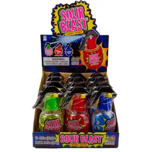 Kidsmania Sour Blast 12 Count 2.01 oz Candy Spray - Strawberry Splash, Blue Raspberry Blast, Sour Watermelon Blast Snack Sweet
