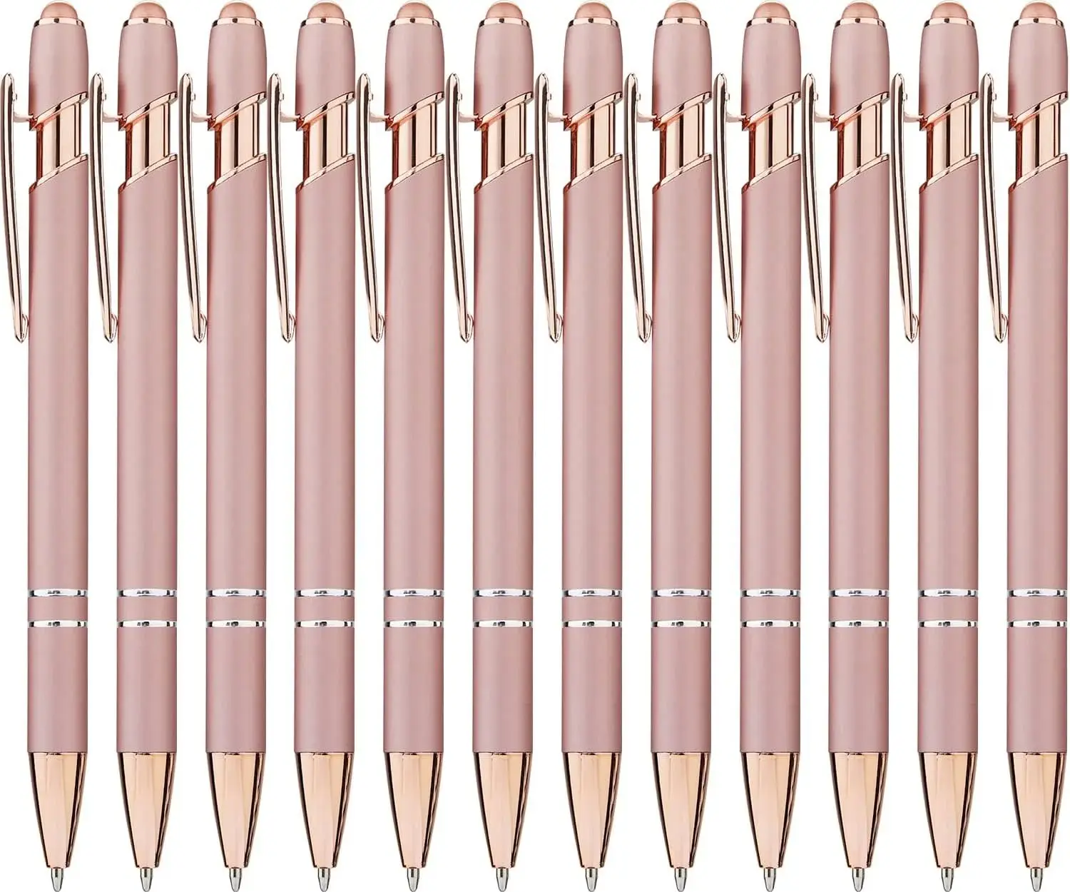 12 Pack  Ballpoint Pen with Stylus Tip, 1.0 mm Black Ink Smooth Writing Pens, Metal Stylus Pens for Touch Screens