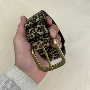 Cheetah Leopard Fur Belt Y2K Fashion Accessory Faux Fur Gold Buckle Trendy Style