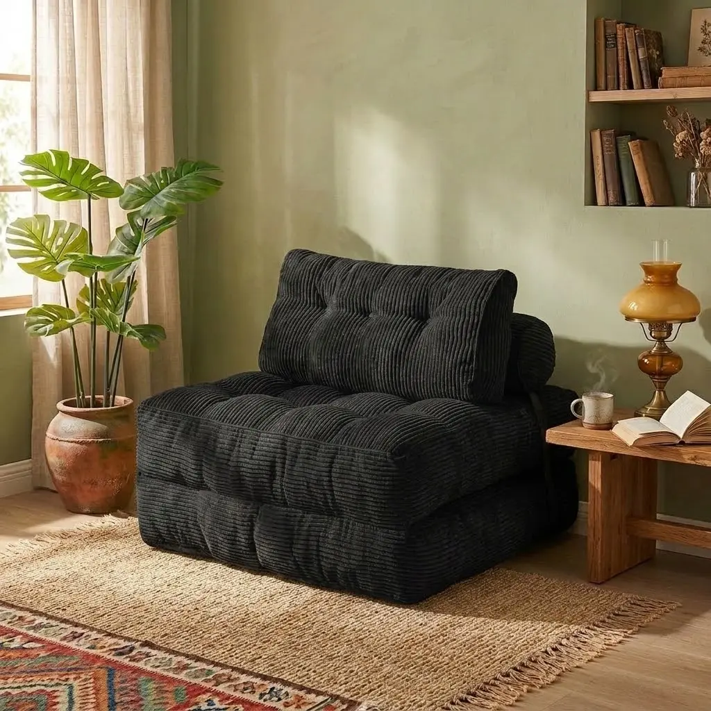 Folding Sofa Bed with Pillow - Convertible Back-Support Sleeper Chair, Portable Fold-Out Single Boneless Sectional Couch, Comfy Floor Lounge for Living Room Sofas, Sofas Living Room，cloud couches couch bedroom，bonelesscouches velvet