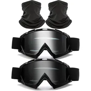 2Pcs Motocross Goggles with Neck Gaiter Dirt Bike ATV Racing Ski Motorcycle Goggles Cycling Glasses for Outdoor Sport