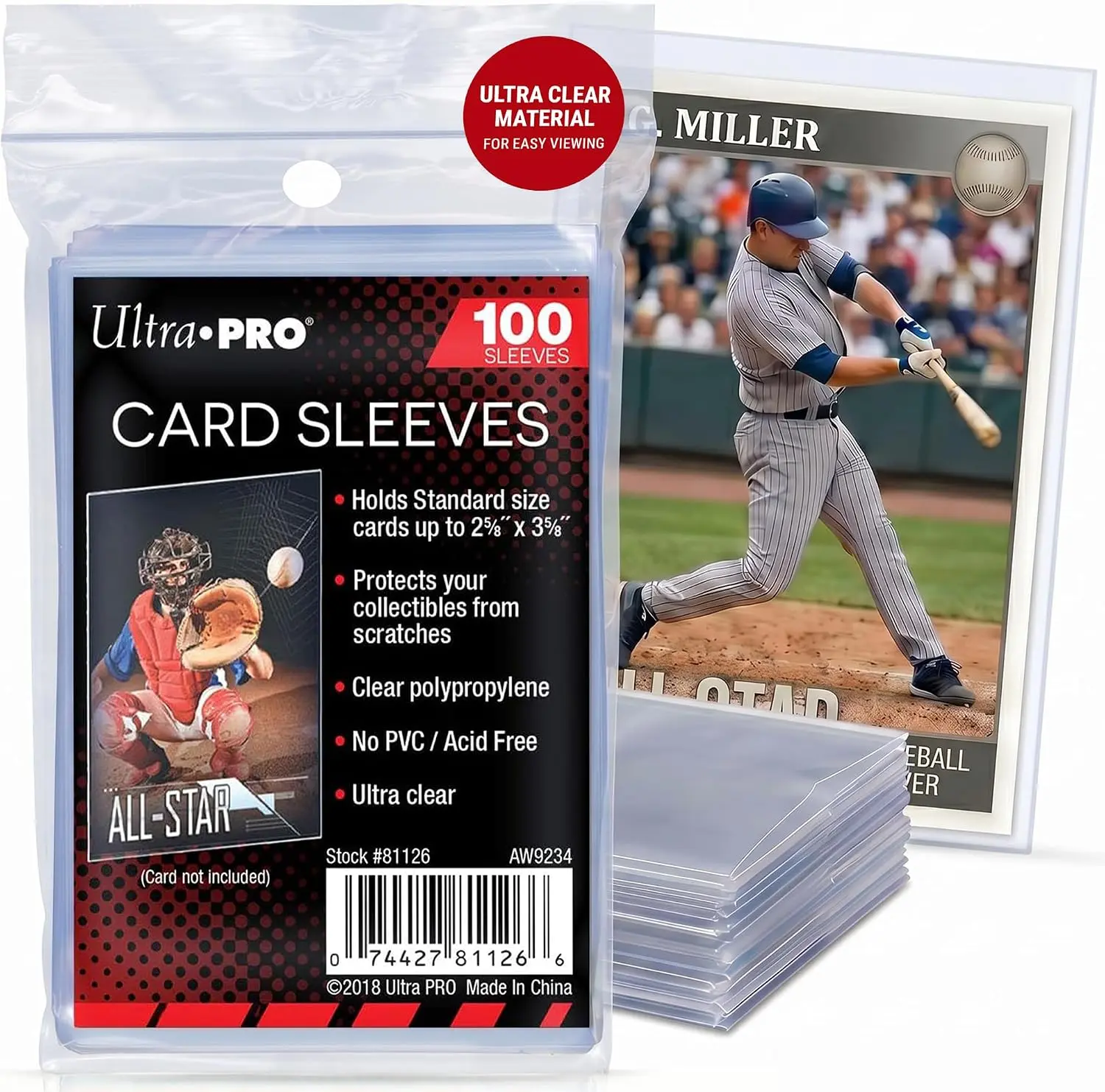 Ultra Pro Clear Standard Trading Card Sleeves, 100 Pack