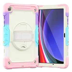 360 Degree Rotatable Tablet Case, 1 Count Shockproof Tablet Protective Cover with Hand Strap & Kickstand, Tablet Accessories for Samsung Galaxy Tab A9
