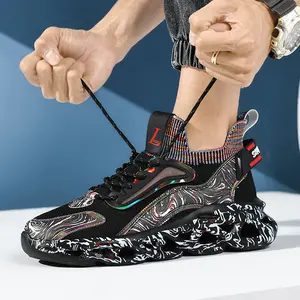 Men's Trendy Sports And Casual Shoe Dad's  Running Comfort Shoes, Luxury Sneaker Black Runner Athletic Training Footwear Sneakers
