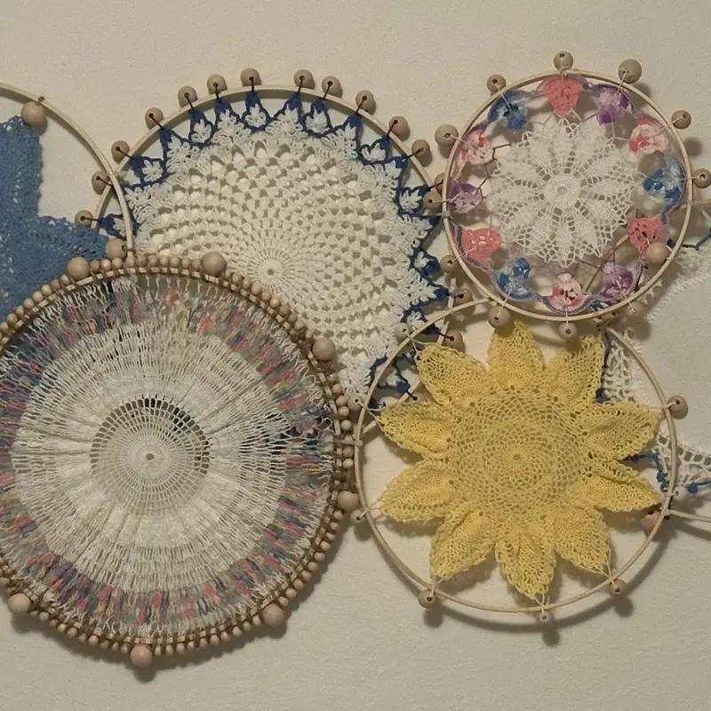 Framed vintage doilies