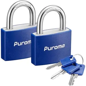 Keyed Padlock, 2 Pack Aluminum Locks with 3 Keys Alike, 7/8 Inch Locker Lock 43mm Small Padlocks for Gate, Fence, Shed, Toolbox, School Gym Locker (Blue)