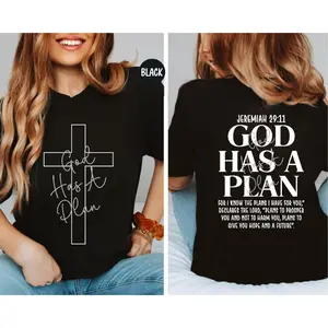 Jeremiah 29:11 Inspirational Christian Shirt – God Has A Plan Cross Graphic Tee