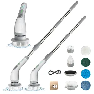Electric Spin Scrubber Upgraded Cordless Shower Spin Scrubber Kit with 8 Replaceable Brush Heads 3 Adjustable Extension Handle Dual-Speed IPX7 Waterproof for Bathroom Kitchen Toilet Window Pool Car 2026 Spring Glow Up Multi-purpose Cleaning Kit