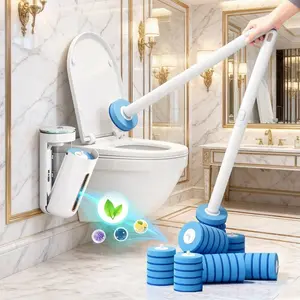 Touchless Toilet Brush – Press Button​ Release, Built‑in Cleaner, Wall‑Mount​ Storage, Self‑Closing Lid, No Mess, No Odor , Simplifies Bathroom Hygiene，Wall-Mount Disposable Toilet Bowl Cleaning Kit