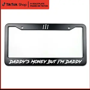 The Original Daddy’s Money but I’m Daddy License Plate Frame – 12x6 Inches Black Aluminum – Funny Car Accessory for Standard Plates