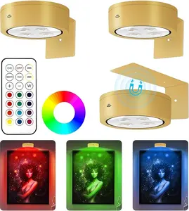 Kandicyar 3Pcs Picture Light with 13 RGB Color Magnetic LEDs, Wireless Painting Light, and Remote Control for Home Wall Decor
