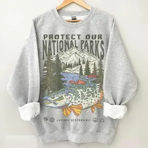 90s National Parks Unisex Sweatshirt Granola Girl Shirt Respect the Local Wildlife Pullover Hiking Camping Clothes Wanderlust Shirt