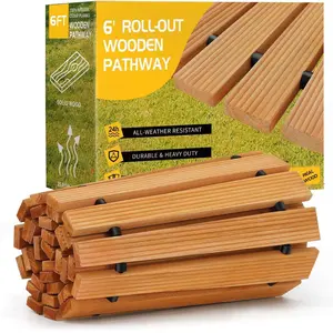 Garden Path Wooden Floor Planks, Outdoor Garden Walkway Flooring, Real Wood Material, Perfect for Party Decorations & Yard Landscaping