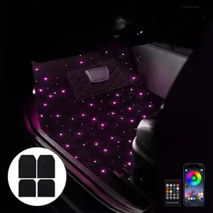 Star Light Floor Mats for Car, Ambient Lighting LED Galaxy Car Floor Mats Full Set Universal, Light Up Floor Carpet Starlights for Car