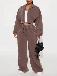 On The Go Fleece Pant Set - Chocolate