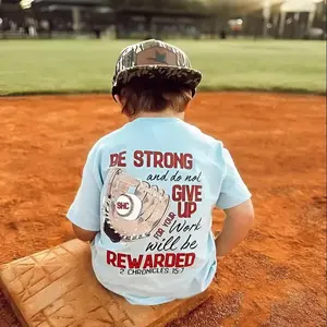 (BACK SIDE) Youth and Adult Be Strong And Do Not Give Up Shirt, Youth Boys Clothing, Youth Casual Wear, Gift For Son And Daughter, Baseball Drip Tee, Baseball Lifestyle Youth Clothes, Baseball Stuff For Boys Girls, Game Day Clothing