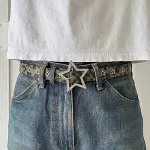 Gray Leopard Rhinestone Star Belt - Fits Waist Size 7 to 37 inches