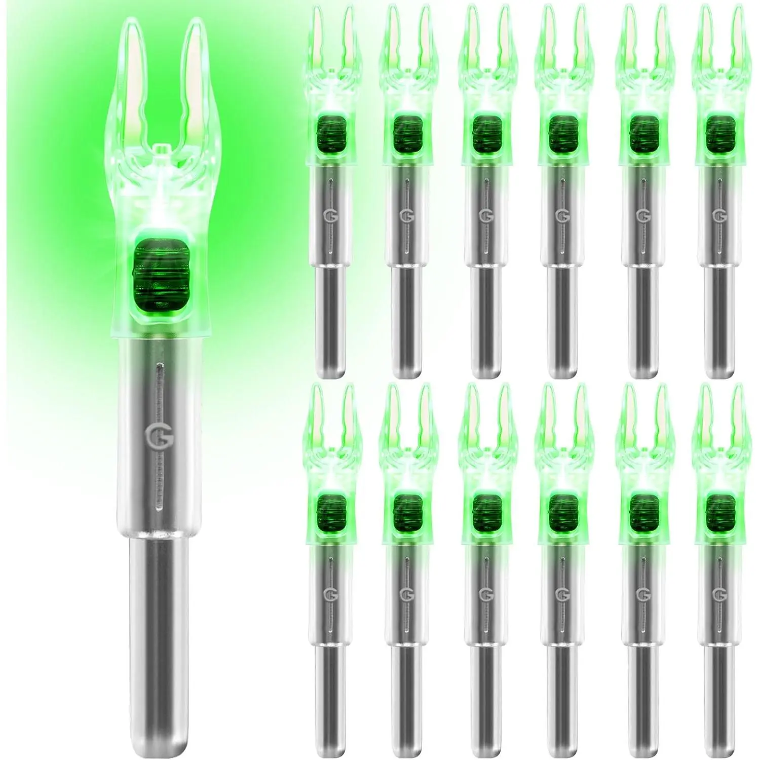 Lighted Arrow Nocks 6-Pack, Universal Fit for .165-.246 Arrows with X, H, S, GT Bushings, High-Visibility Bright LED with ON/Off Switch, 48+ Hours Long-Lasting Illumination, 48+ Hours Illumination, Bright & Long-Lasting, Archer, Arrow Tracking