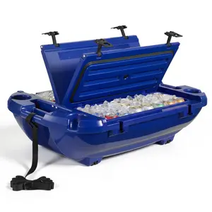 VEVOR Floating Cooler, 40 QT Floating Ice Chest with Dry Storage Tow Rope, Premium LLDPE Amphibious Drink Cooler for Water Land, Smooth Stable Cruiser on Lake, River, Pool, Beach, Kayak, Deep Blue