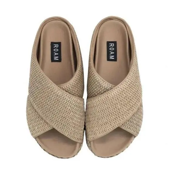 Cross Stack Raffia Platform Slides