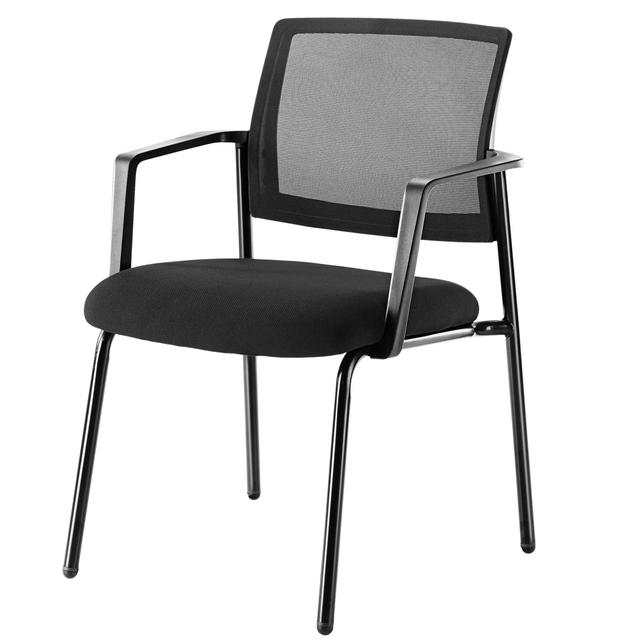 Sweet Furniture F Mesh Back Stacking Arm Chairs 1 Pack, Upholstered Fabric Stacking Chairs, Sturdy Metal Stacking Chairs, Easy to Use and Store, Outdoor and Indoor, for Home, Office, Party, Comfy