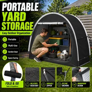 78.74 inch Bike Storage Tent for Outdoor, 2-3 Bike Capacity with Extra Top Space, PU5000 Waterproof 210D Oxford Fabric, Portable Floor Storage Shed for Bicycle, Motorcycle & Garden Tools, etc Heavy Duty Storage Tent Outdoor Portable Bicycle Tent