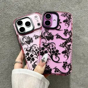 Line Floral Phone Case for iPhone 17 16 15 14 13 Pro/Plus/Pro Max. Skin-friendly texture, non-yellowing, shockproof, soft silicone, lightweight transparent protective case.