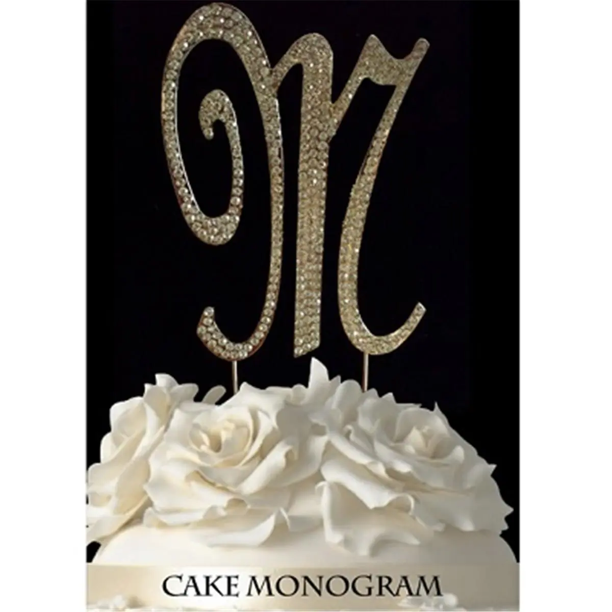 212 MAIN Elegant Metallic Letter M Wedding Cake Topper - 33015-Mg, 4.5 in Gold Rhinestone, Festive Decor Supplies for Weddings, Anniversary, Birthday Cake Celebration