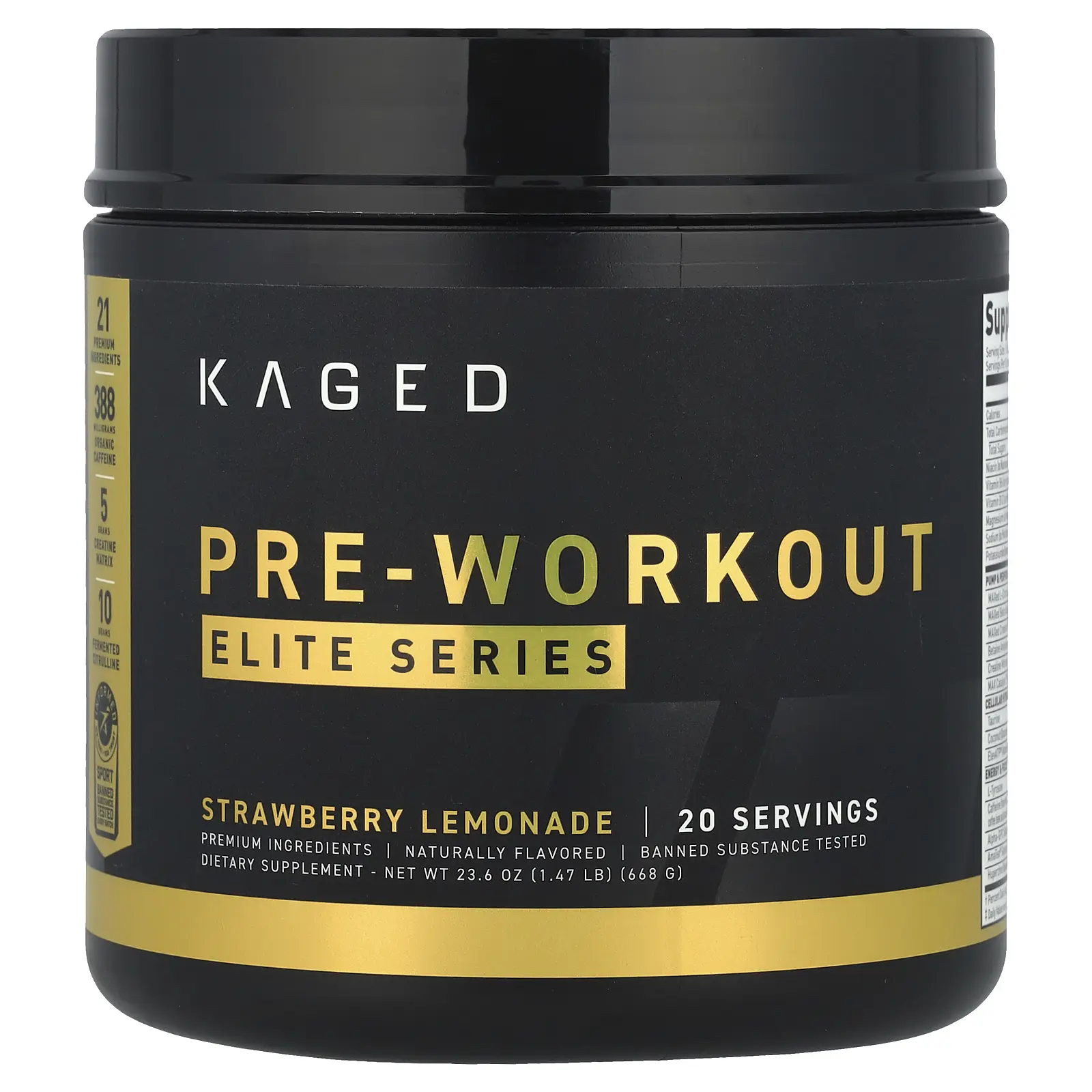 Kaged Elite Series, Pre-Workout, Strawberry Lemonade, 1.47 lb (668 g)