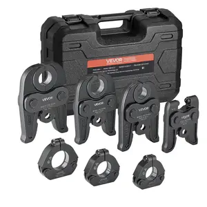 VEVOR 7PCS MegaPress Pressing Kit 1/2" to 2" - 3PCS Press Jaws, 3PCS Press Rings, 1PCS Actuator for MegaPress Carbon Steel Pipes, Compatible with Standard Press Tools - with Case