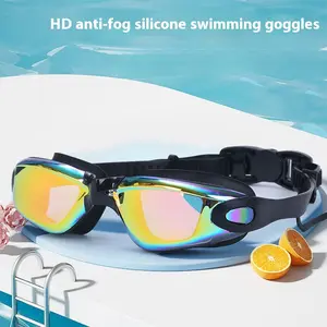 Premium Swimming Goggles HD Eye Protection Electroplated Anti Fog Lenses Adult Swimming Glasses with Earplug Style Waterproof Design Comfort Fit UV Protection Swim Gear