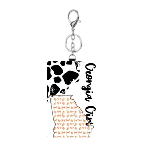 Keychain Wallet Credit Card Cow Print Georgia Girl- Keychain with Colorful Sunflower Highland Cow Print Design, PU Leather, 4.13 x 2.95 Inches, Perfect for ID & Credit Card