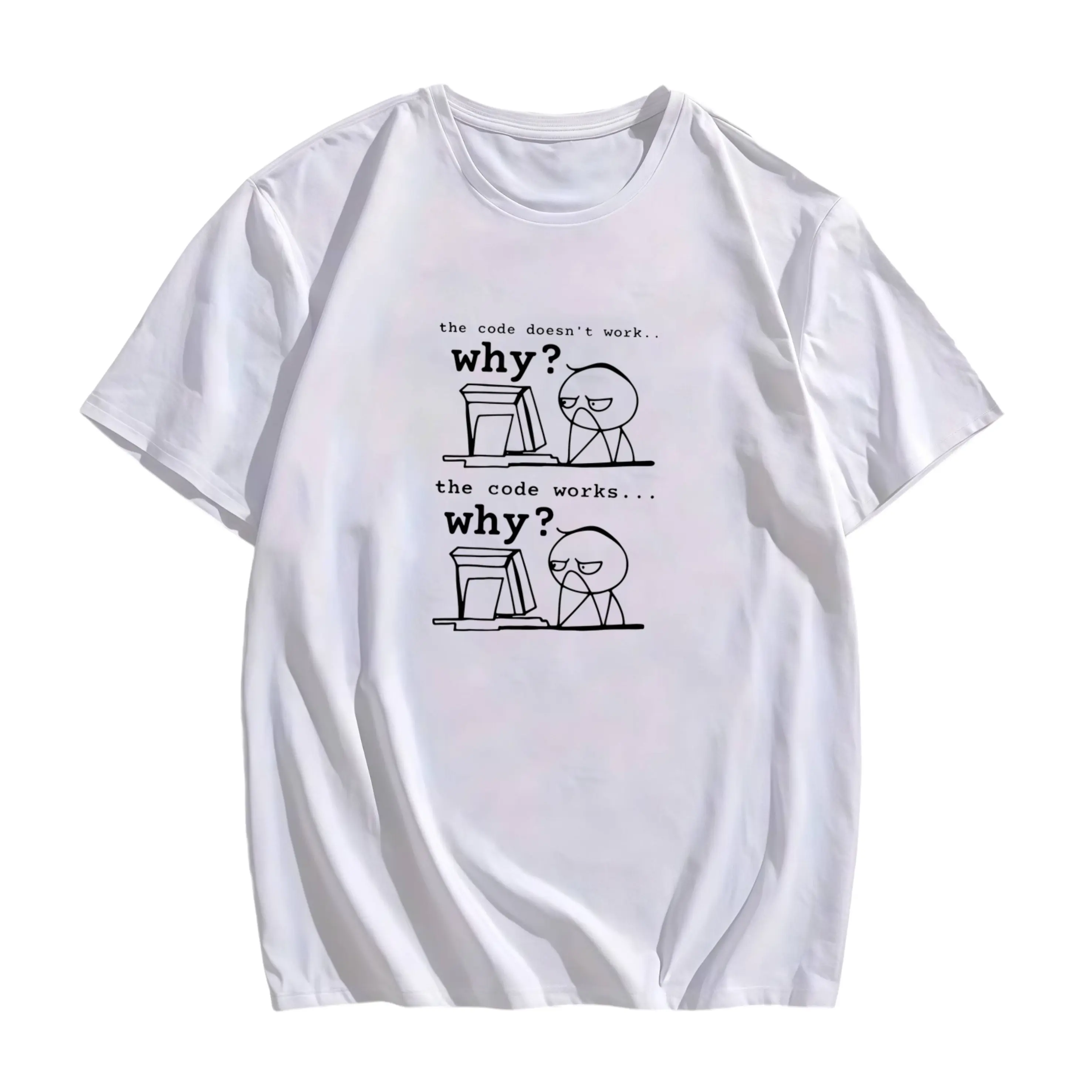 Men's Funny Coding T-Shirt - "Code Is Okay...? Because Endpoints Can't Be" Graphic Short Sleeve Shirt - Lightweight Summer Developer Top with Tech Humor Gift Suitable for Programmers, Tech Geeks & Computer Science Students