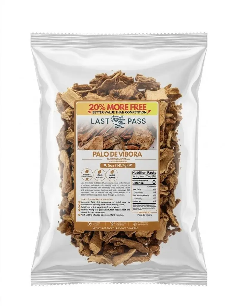 Last Pass Palo de Vibora Natural Dried Herbal Tea - 5oz Traditional Mexican Loose Leaf Herb