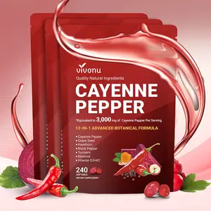 Cayenne Pepper Softgels Supplement 240 Count with Vitamin E D3 K2 & Extracts of Grape Seed Hawthorn Beetroot for Leg Vein Heart Blood Vessel Health - Healthcare