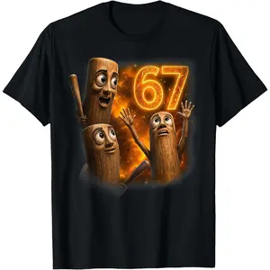 Men Women's Casual Graphic Tee Tung Tung Tung Sahur Six Seven Meme Howling At The Moon 67 T-Shirt Short Sleeve Fashion Clothing Sweatshirt