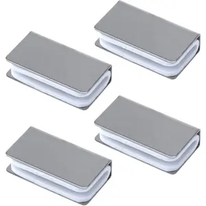 4 Pack Silver Magnetic Rectangular Glass Clip Touch Clamps Glass Cabinet Latch Strike Plate Replacement Parts for Cabinet Glass Door Wardrobe