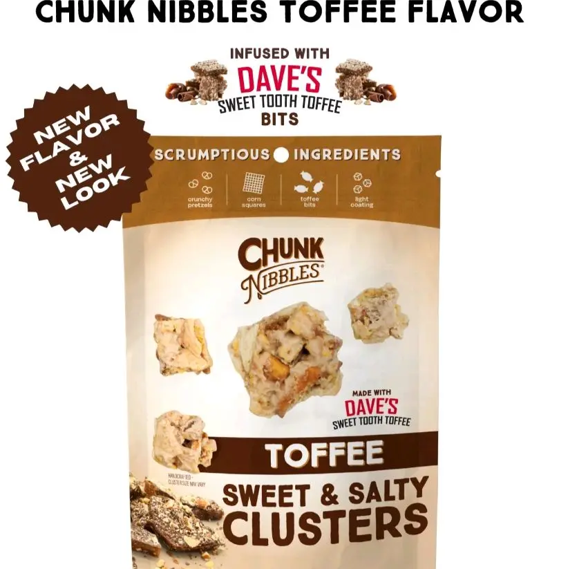 5 Pack Chunk Nibbles  2oz Toffee Snack Clusters - Sweet & Salty Clusters with Milk Chocolate Toffee, Crunchy Treats, Handcrafted, RPSO Certified - Homemade, Chunky, Sugar