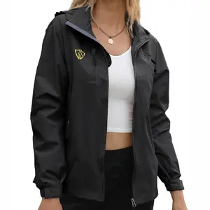 Women's Waterproof Rain Jacket, Lightweight Windproof Full Zip Women's Fall Raincoat Windbreaker with Hood Womenswear Tops