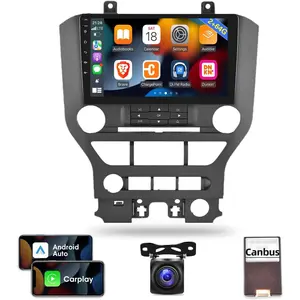 [2G+64G] Car Radio for Ford Mustang 2015-2020 (Adapts to 3 Buttons Only), 9 inch Android 13 Touch Screen Car Stereo, Carplay/Android Auto/1080P/Hi-Fi Audio/Bluetooth +AHD Backup Camera+MIC