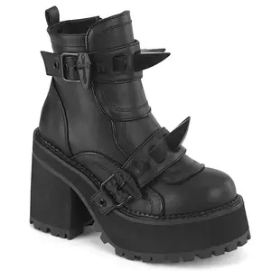 Demonia Assault-72 Black Vegan Leather Ankle Boots