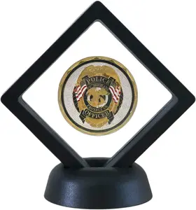 SH Challenge Coin Display Frame, 3D Floating Display Case Stand Holder, Medallion Medal Specimen Military Coin Clear Box (Black) HillSpring