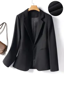 Women's Simple Blazer Jacket Long Sleeve, Office Business Commute Casual Small Suit Top, Spring & Fall Fashion, Stylish Women's Outerwear